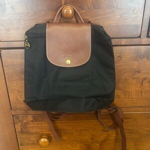 Longchamp Black and Brown Backpack